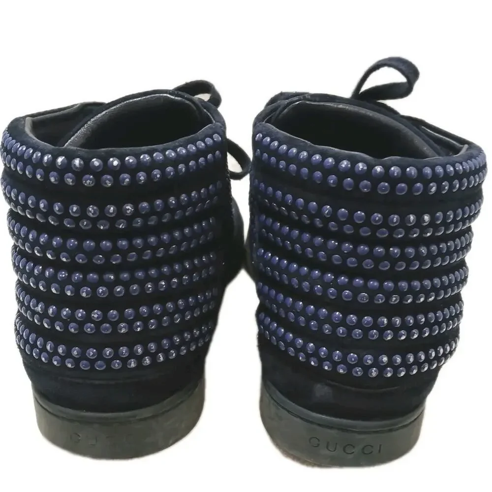 Gucci Coda Bead Dots High Top Sneakers Men 7.5 G Dark Blue Black LIMITED EDITION